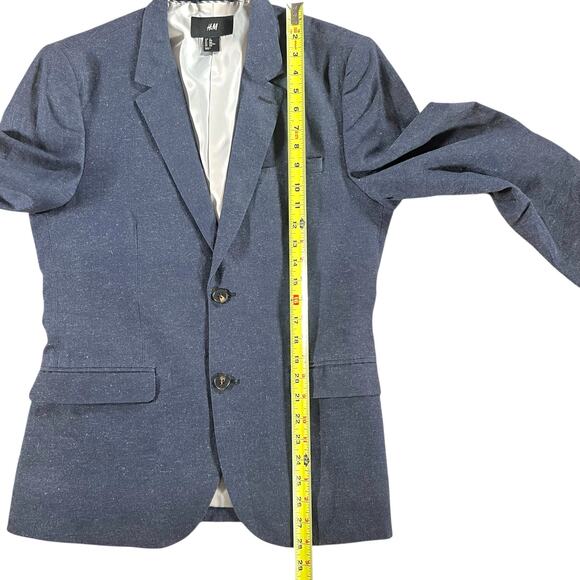 H&M Men’s Blue Cotton Linen Blazer Sport Coat 36R - Picture 7 of 9
